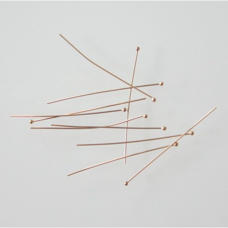 Ball Head Pin 38mm 14k Gold Filled 24 Gauge Half Hard - Pack of 10