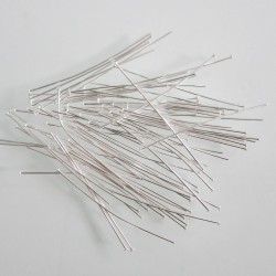 Head Pin 50mm Silver Plate 21 Gauge - Pack of 100