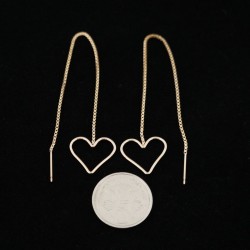 16mm Heart Ear Threads Gold Filled Earrings