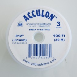Acculon 0.31mm 3 Strand Beading Wire - Antique Gold 30m