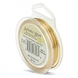 Artistic Wire 22ga Round Brass with Anti Tarnish Coating - 13 Metres
