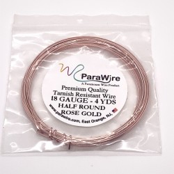 ParaWire 18ga Half Round Rose Gold Silver Plated Copper  Wire - 3.5 Metres