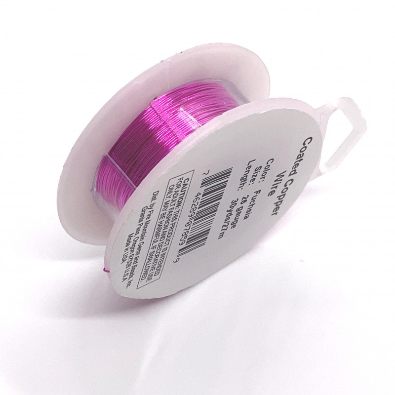 26 Gauge Round Fuchsia Coloured Copper Wire - 27 Metres
