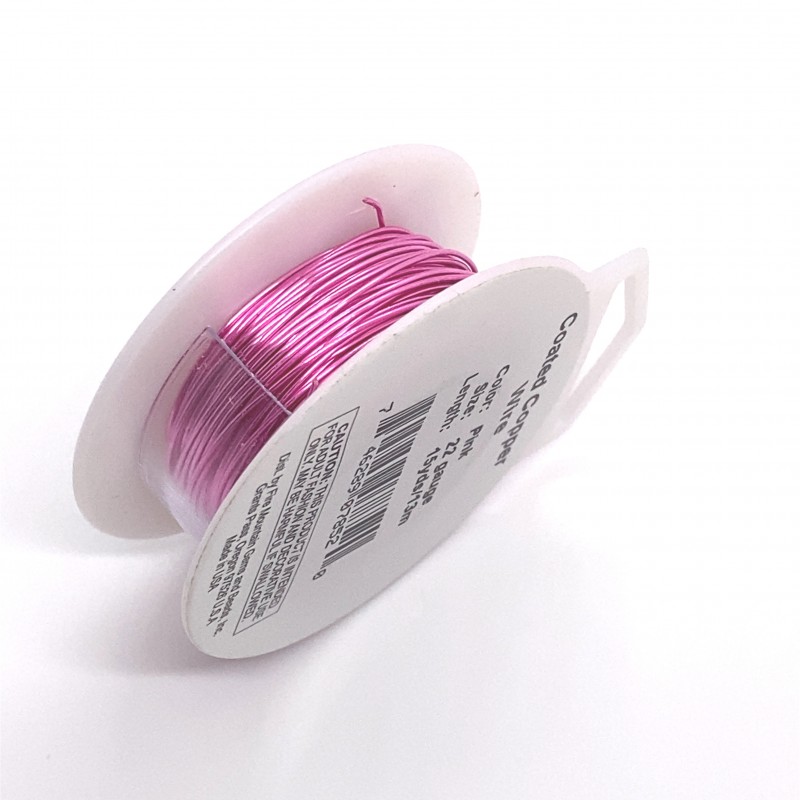 22 Gauge Round Pink Coloured Copper Wire - 13 Metres