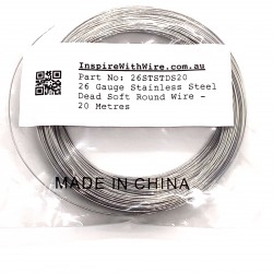 26 Gauge Stainless Steel Dead Soft Round Wire - 20 Metres