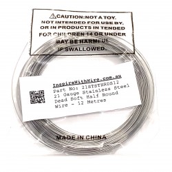 21 Gauge Stainless Steel Dead Soft Half Round Wire - 12 Metres