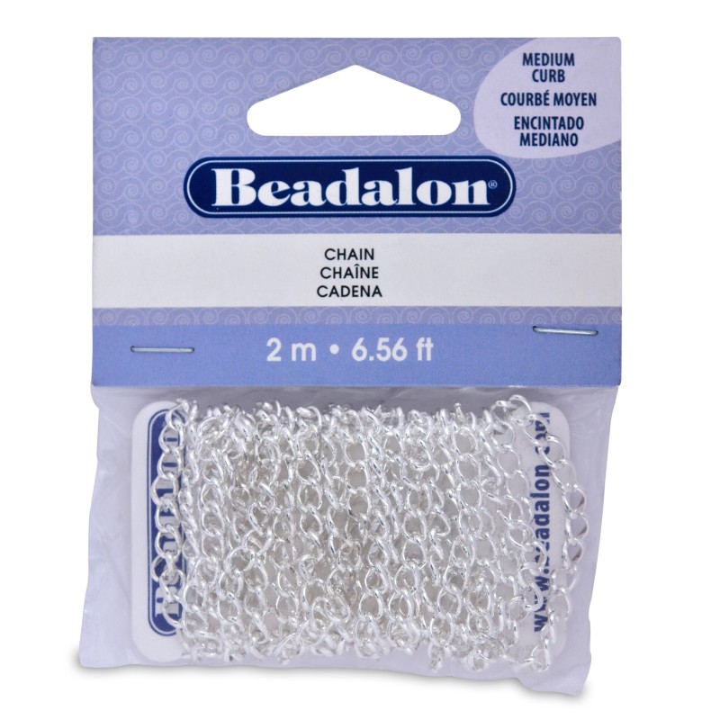 Curb 4mm Silver Plated Chain - 2 metre