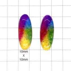 Rainbow Quartz Cabochon Pair - 32x12x7mm