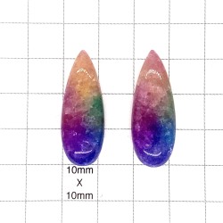 Rainbow Quartz Cabochon Pair - 33x12x7mm