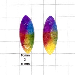Rainbow Quartz Cabochon Pair - 32x12x8mm