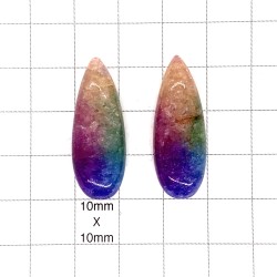 Rainbow Quartz Cabochon Pair - 32x12x7mm
